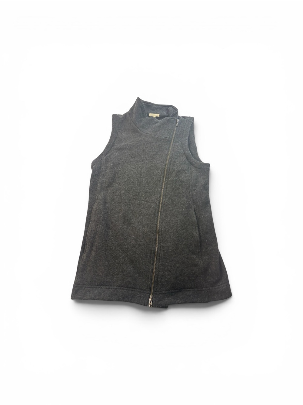 Eileen Fisher Asymmetric Zip Sweater Vest Womens Size Small Wool Blend Gray